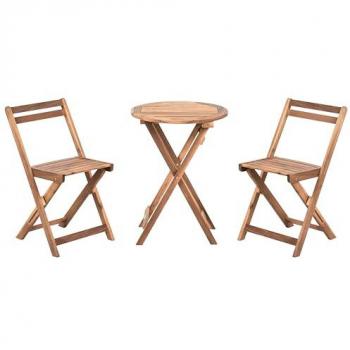 Table et Chaises Pliantes Acacia Marron