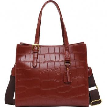 Leather Crocodile Print Handbag for Women