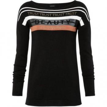 Gelber, schwarzer & camelfarbener Laura Scott Strickpullover im gestreiften Muster (Gr. 48)