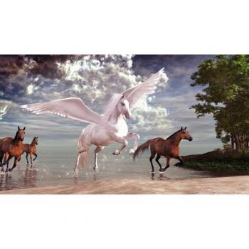 Fototapete PaperMoon: Pegasus und Pferde – 4,50 m × 2,80 m, Vlies