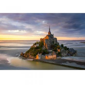 Mont‑Saint‑Michel en Feuilles d’Or – Art mural HD 65x97 cm