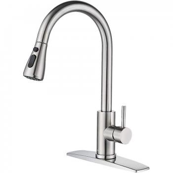 Robinet de cuisine avec douchette Pull Out en finition nickel brossé
