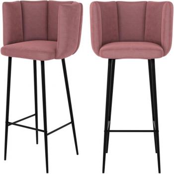 Chaises Bar Rosy 75 cm – Duo Luxe en Velours Rose
