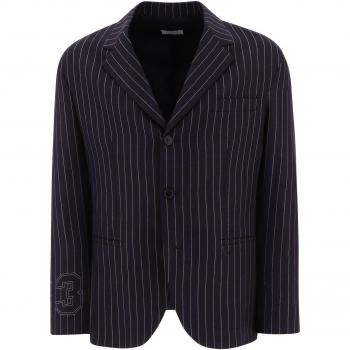Blue Pinstriped Wool Blazer for Men by Off-White