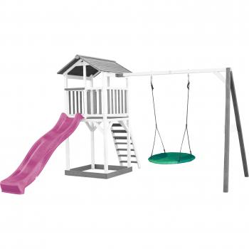 Axi Play House – Estructura Gráfica Gris/Blanco con Tobogán Morado