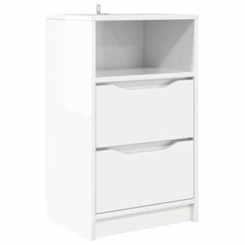 VidaXL Engineered Wood Bedside Table – High Gloss White, 40×30×467 mm