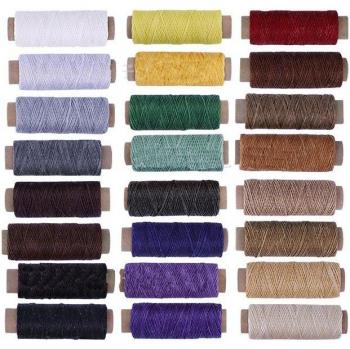 Waxed Hand Stitching Cord, 24pcs, 50m, 150D Leather Thread