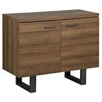 Freestanding Dark Wood Sideboard with Metal Base