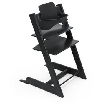 Stokke Kinderhochstuhl Tripp Trapp – Schwarzes Bauholz Set