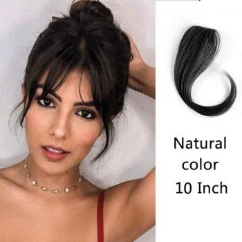 Horquilla sintética de 25CM para mujer, color natural, con clip y flequillo lateral