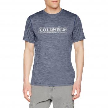 Columbia T-shirt à Manches courtes Homme, ZERO RULES SHORT SLEEVE GRAPHIC SHIRT, Polyester, Bleu Cendré (Carbon Heather, Mountain), Taille: XXL, AM6463