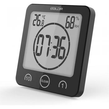 Digital-Timer-Wanduhr mit Spritzschutz, Klimafunktionen für Küche & Bad