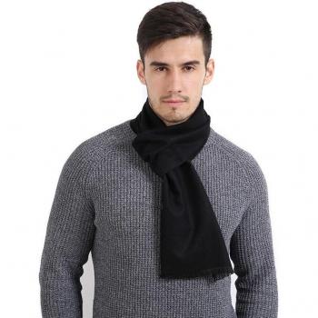 Écharpe unie en cachemire pour homme 30cm x 180cm