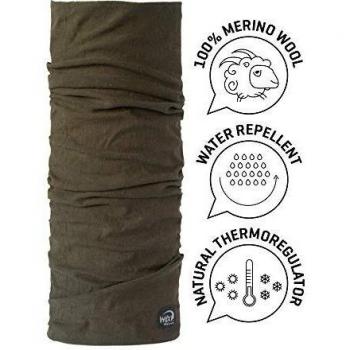 Cache-cou WIND X-TREME en laine mérinos, mixte, Merino Wool, Marron/Kaki