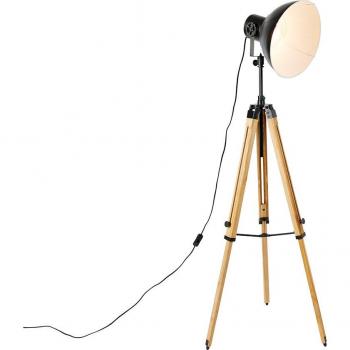 Lampadaire design industriel en bois et métal