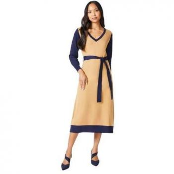 Robe Midi Tissée Ceinturée Femme