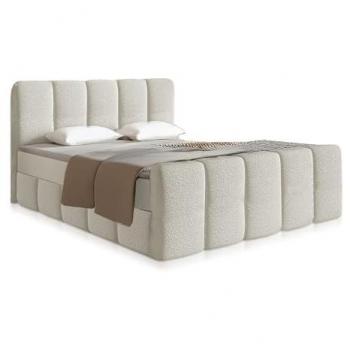 Juskys Boxspringbett Manitoba 180x200 cm – Hochwertiger Topper & Polsterung beige