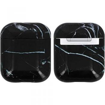 Funda para AirPods 1 y 2 mármol negro rígida con mosquetón