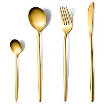 Elegant Brushed Gold Cutlery Set by COPOTI