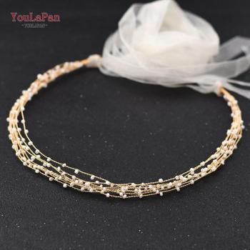 TOPQUEEN SH28-G Thin Beaded Bridal Belt