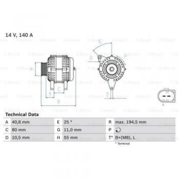 Bosch 0986046210 Alternator 14 V