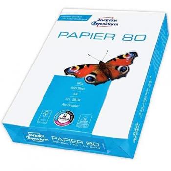 Avery Zweckform 2574, Hochweißes Kopierpapier, 80 g/m², A4, 500 Blatt