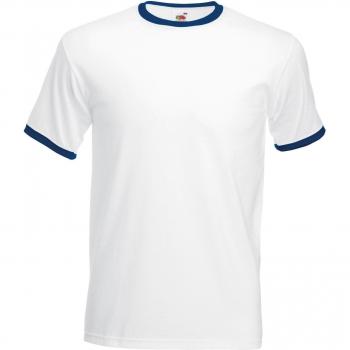 White/Navy Fruit Of The Loom Men's Ringer Short Sleeve T-Shirt (BC342)