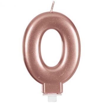 Vela Decorativa Metalizada Oro y Rosa Número 0, 8 cm