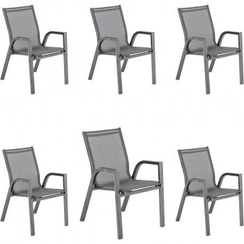 Pack “Eden” Sillones Apilables para Exterior, Aluminio Antrá Cita – 6 piezas