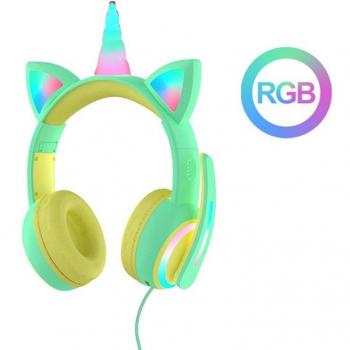 Unicorn Children's Wired Headset with RGB Light Control and Noise Reduction Microphone
