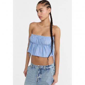 Royal Blue Striped Top with Side Ties