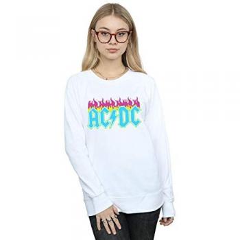 AC/DC Womens Neon Flames Sweatshirt L White
