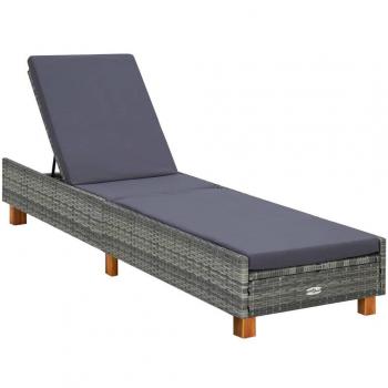 Gray Rattan Sunbed with Soft Cushion by vidaXL