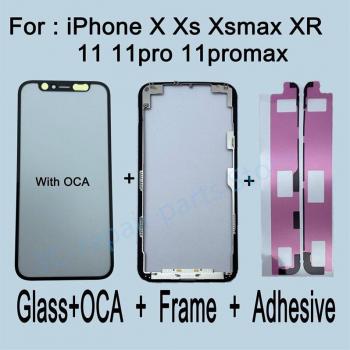 Kit Visage protecteur iPhone X/XS/Max/XR/11 Pro – Unité 1 avec cadre, lentille LCD extérieure et fixateur adhésif
