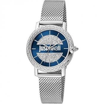 Just Cavalli Damen-Uhr Analog Quarz Silber Blau