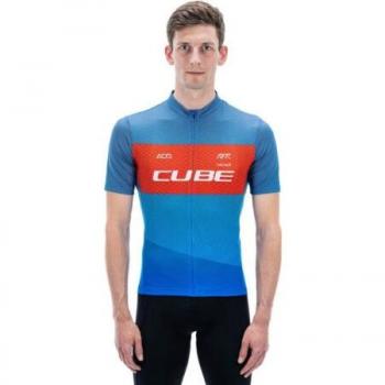 Maglia Ciclismo Cube Teamline A Maniche Corte Blu/Rosso