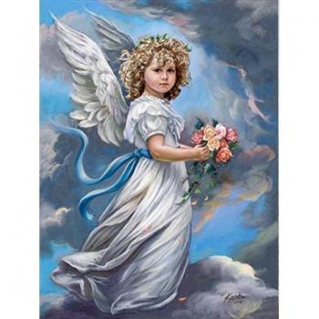 Pittura a Diamante 5D Religioni Angelo Bambino Cristo 20X30CM