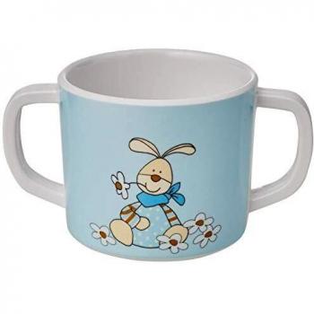 Sigikid 24428 Melamin-Tasse Semmel Kaninchen Kindergeschirr Mädchen und Jungen empfohlen ab Geburt blau/weiß