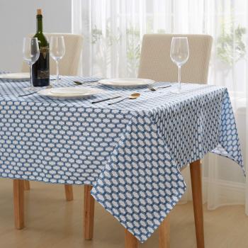 Tovaglia da Tavola in Oxford Resistente alle Rughe, 140x300 cm Blu Navy