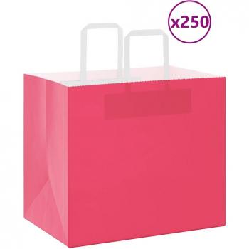 Sacchetti di Carta 250 pz con Manici Rosa 32x22x28 cm VidaXL
