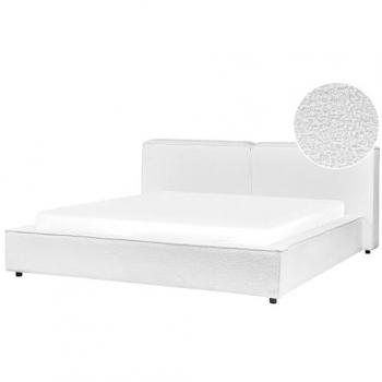 Sommier à lattes Blanc Linards + lit double 180 × 200 cm en tissu bouclé