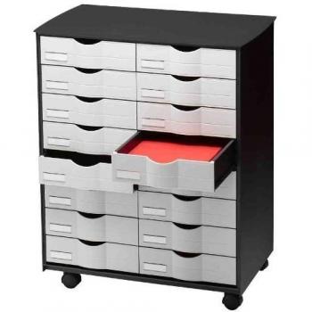 Mueble multiusos Paperflow 16 cajones Negro y Gris