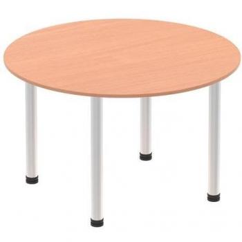 Dynamic Impulse 1200mm Round Table Grey Oak Top Silver Post Leg