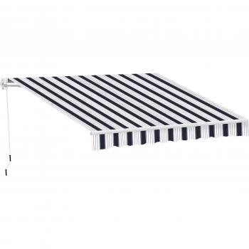 Outsunny Tenda da Sole Manuale Esterno 2,5×2 m in Poliestere Blu/Blancato