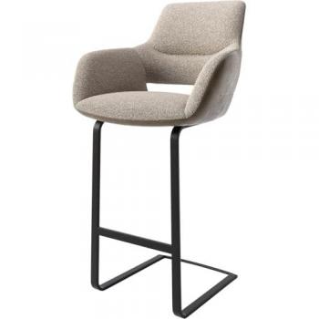 DELIFE Barstuhl Yago-Flex Freischwinger Mikrofaser Bouclé Metall Schwarz Taschenfederkern