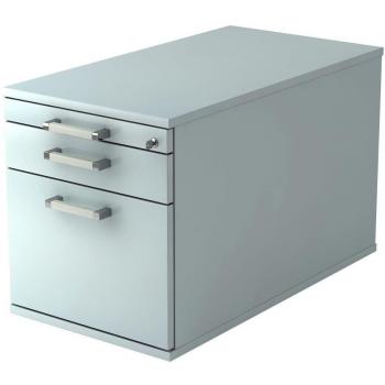 Rollcontainer 1 Schub 1 Hängeregistratur, 80 cm, Grau, Chromgriff