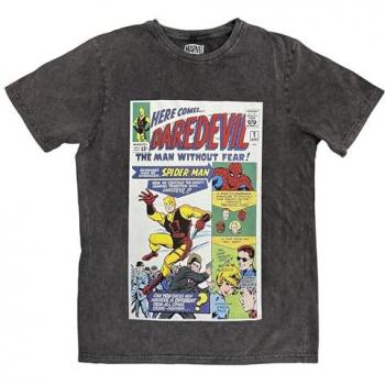 Stone-Washed Daredevil Graphic Tee – Marvel Grey, Size Small