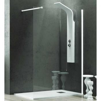 Parete doccia walk-in cristallo trasparente h200cm 8mm profilo bianco, seleziona misura 70