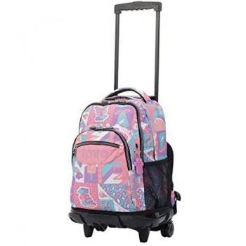 Mochila con ruedas TOTTO Rue Bomper Renglones, Rosa