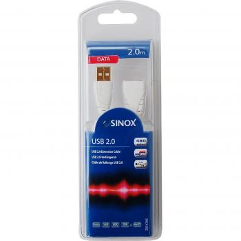 Cable USB-A macho a hembra (2 m), color blanco